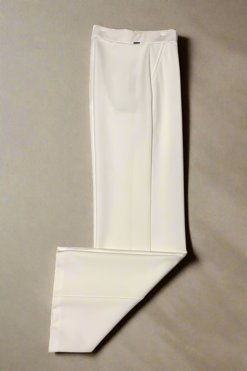 Up! Solid Light Ponte Wide-Leg Pant in Cloud - Mildred Hoit