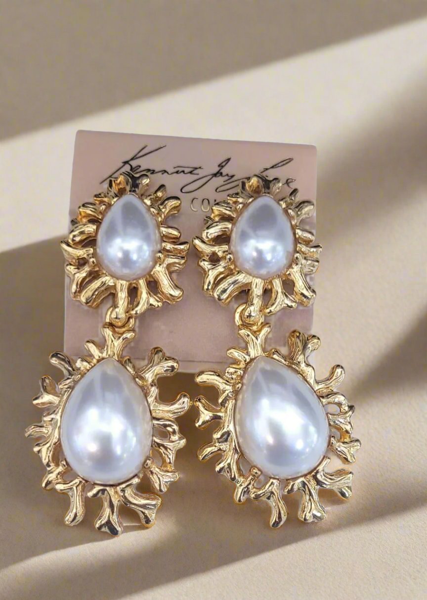 Kenneth Jay Lane Gold Sea Branch Drop Earrings - Mildred Hoit