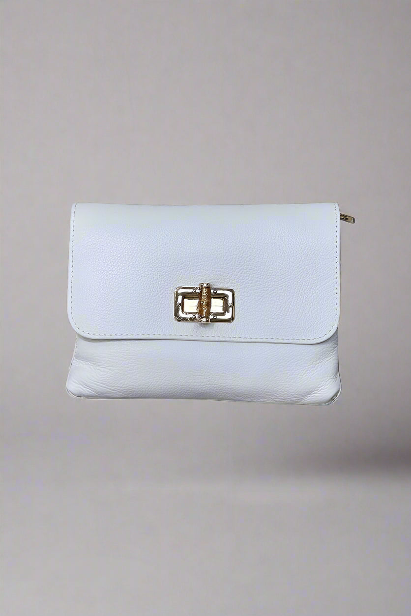 White Leather Clutch and Crossbody Bag - Mildred Hoit