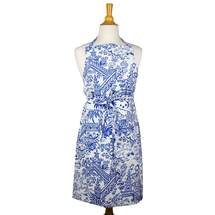 Pagoda Toile Apron in Blue & White - Mildred Hoit