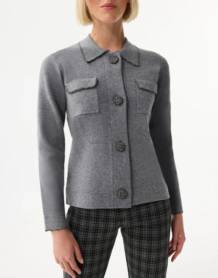 Leo & Ugo Cardigan with Patch Pockets in Grey