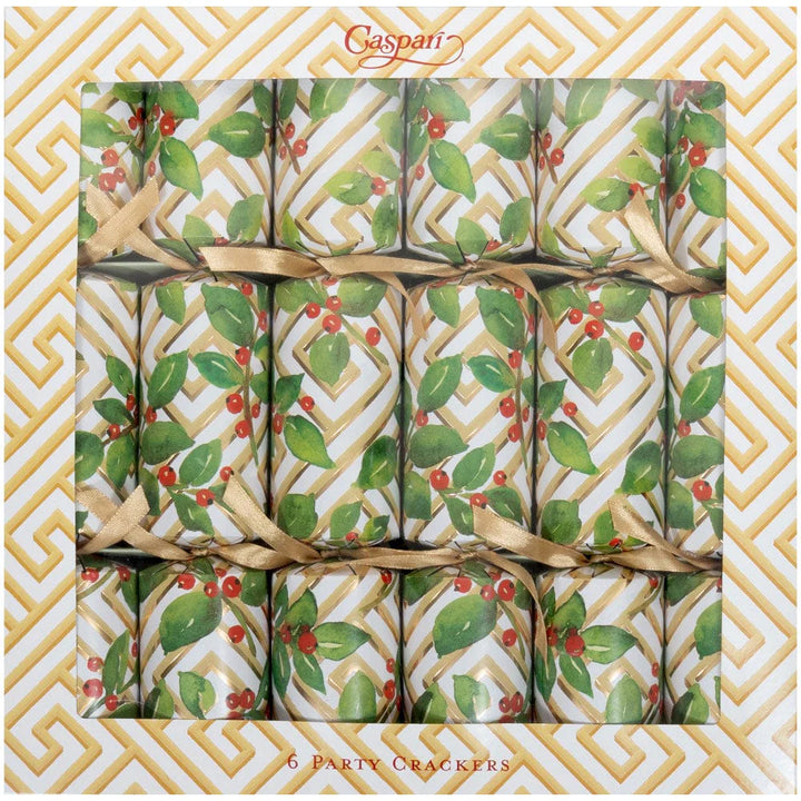 Caspari Holly And Fretwork Celebration Crackers - Mildred Hoit
