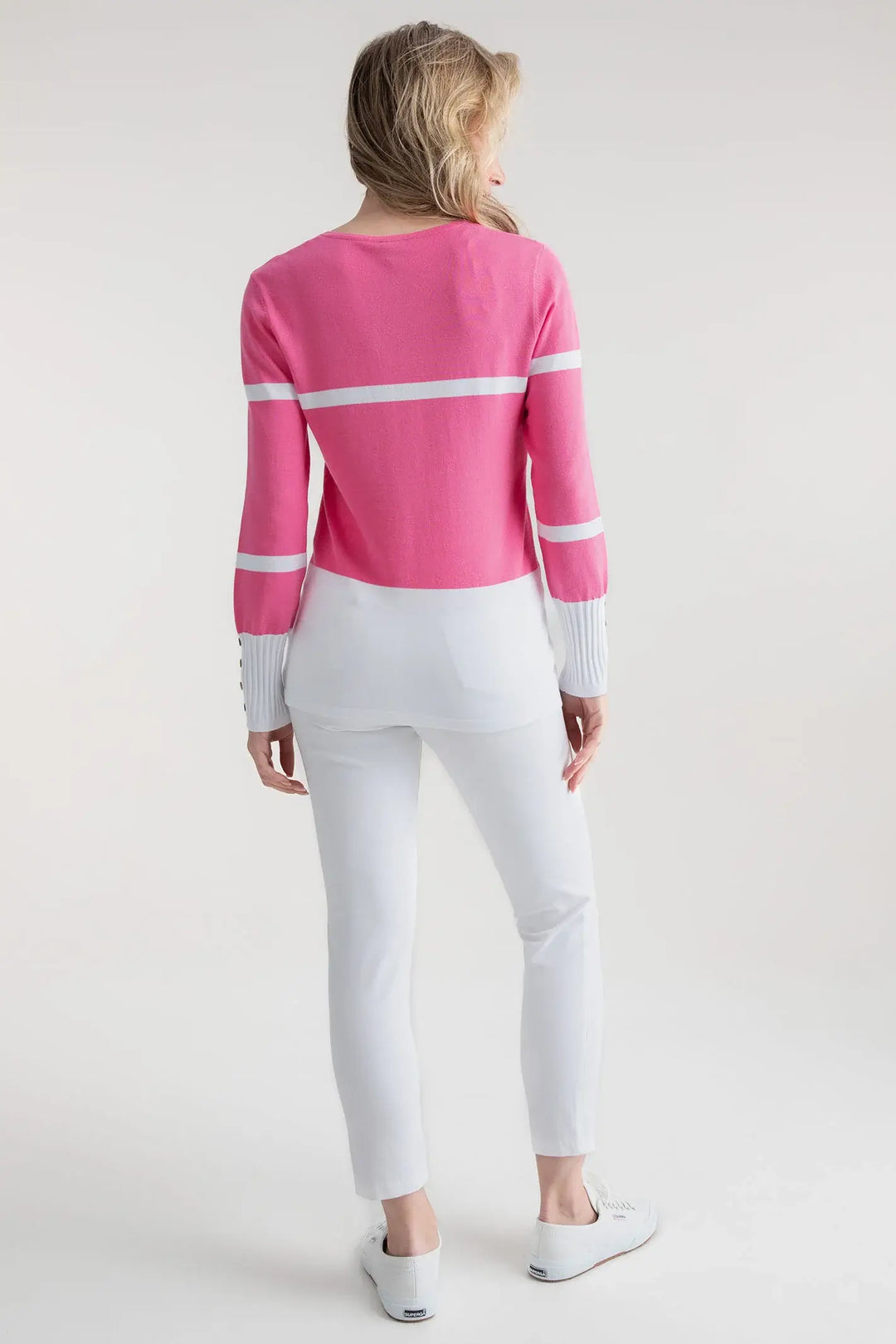Knit Top in Pink and White - Mildred Hoit