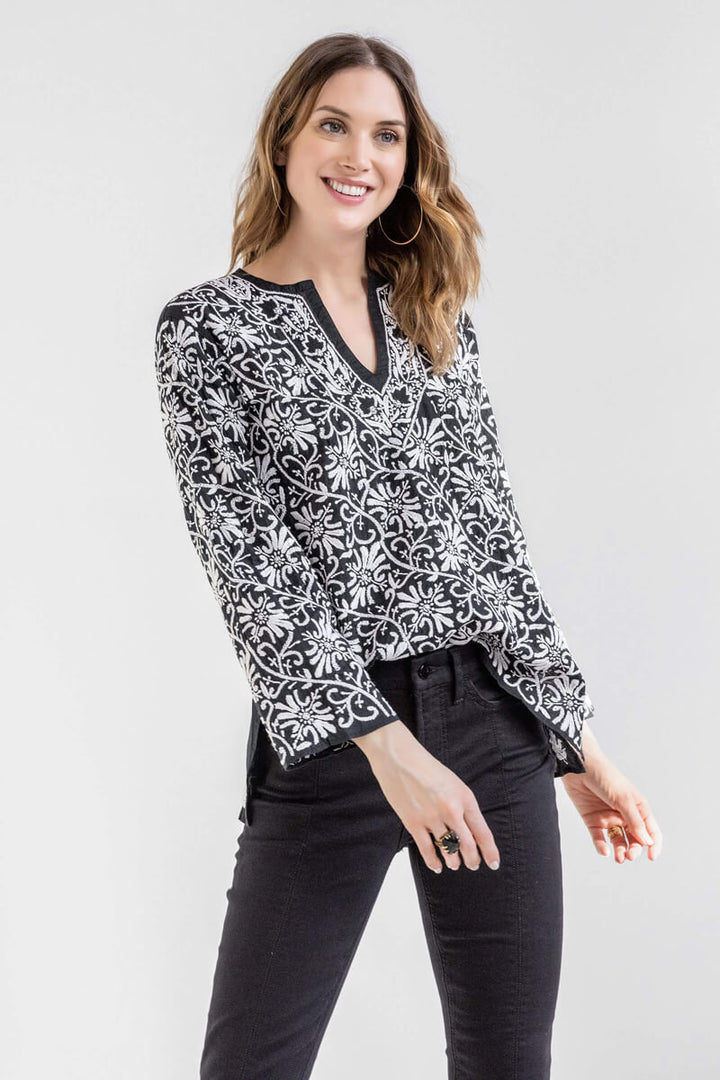 Amaya Marway Tunic in Black and White - Mildred Hoit