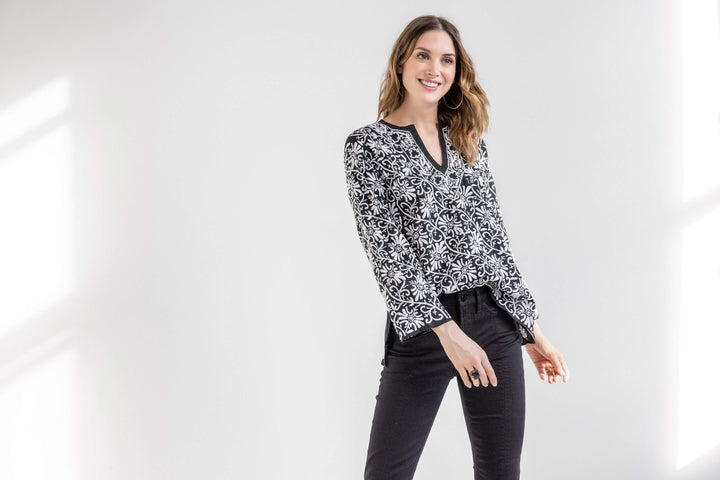 Amaya Marway Tunic in Black and White - Mildred Hoit