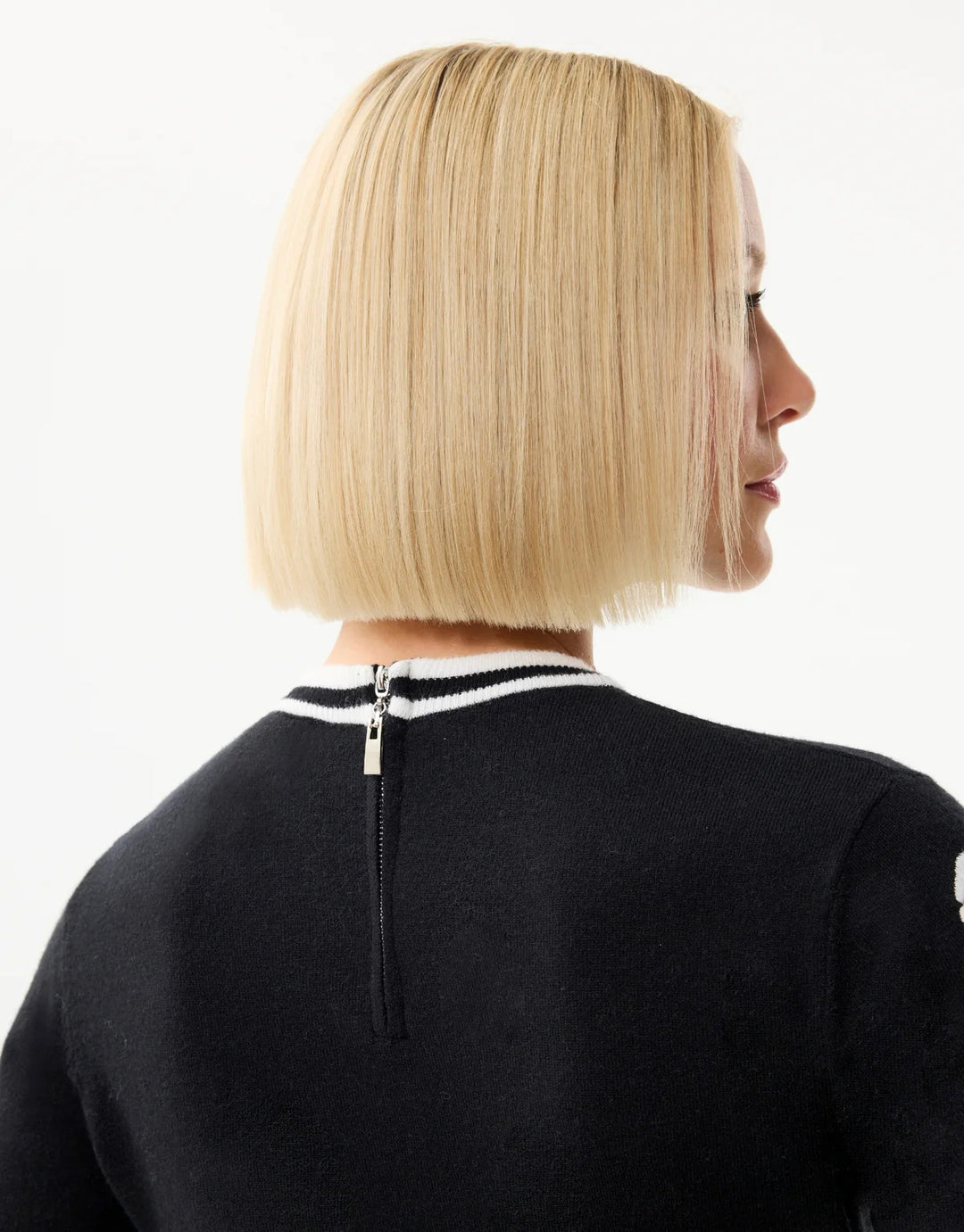 Leo & Ugo Sweater with Contrasting Rose Pattern in Black