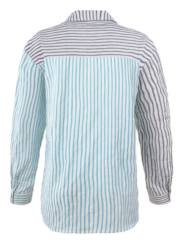 Hilary Shirt in Textured Stripe - Mildred Hoit