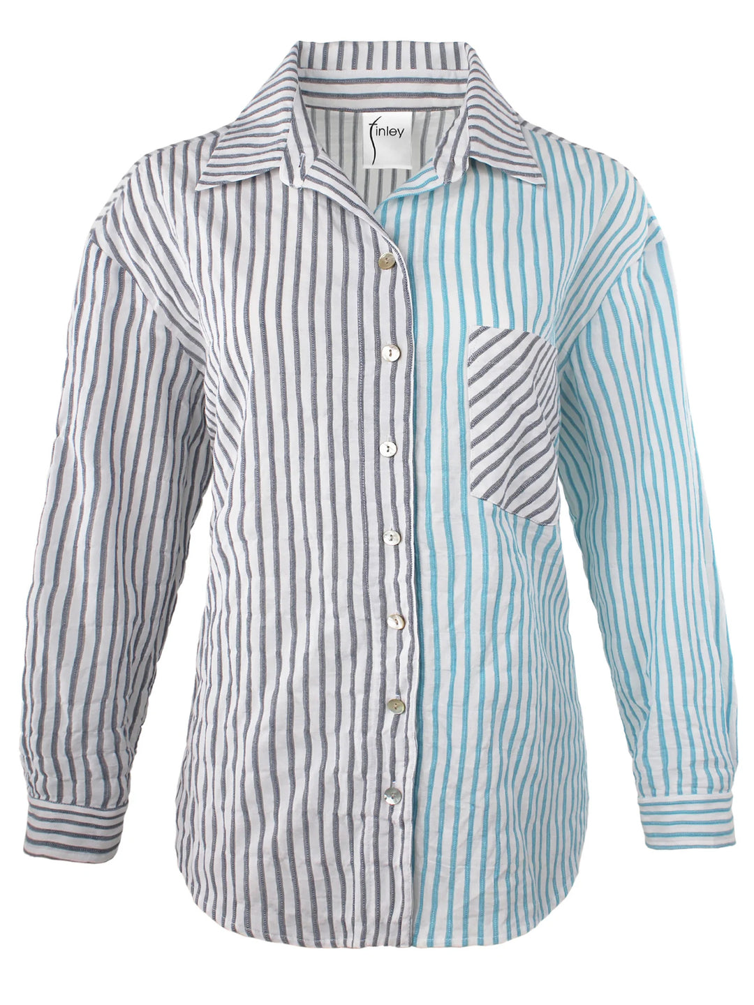 Hilary Shirt in Textured Stripe - Mildred Hoit