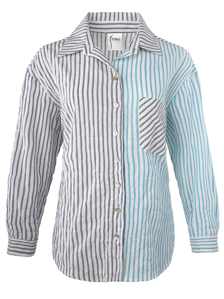 Hilary Shirt in Textured Stripe - Mildred Hoit