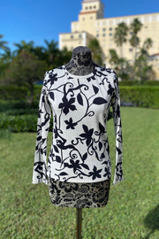 Pashma Black and White Floral Sweater with Scarf available at Mildred Hoit.