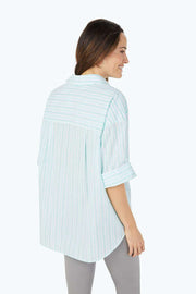 Back View - Foxcroft Costal Stripe Top available at Mildred Hoit. 