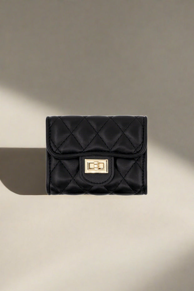 Quilted Wallet - Black available at Mildred Hoit in Palm Beach.