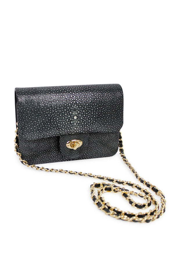 Small Black Shagreen Handbag