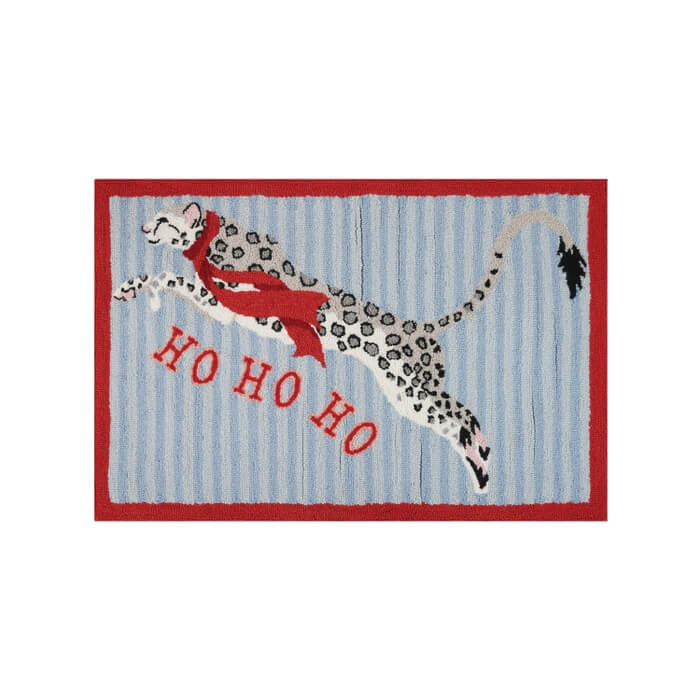 Leopard Christmas Rug available at Mildred Hoit in Palm Beach.