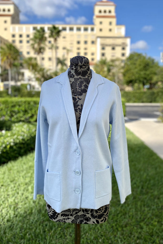 Notch Collar Blazer in Rain available at Mildred Hoit in Palm Beach.