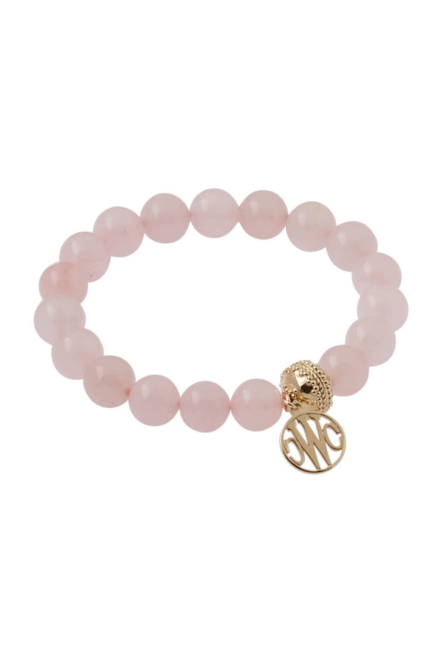 Clara Williams Victoire Rose Quartz Stretch Bracelet available at Mildred Hoit in Palm Beach.