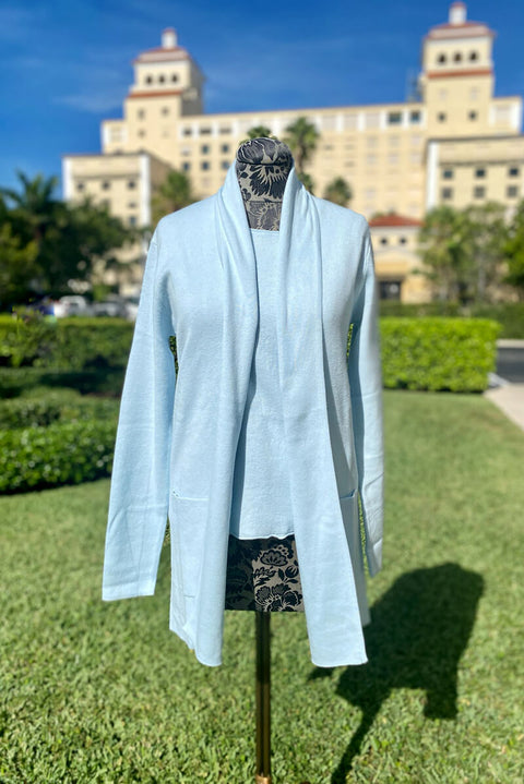 Cardigan and Shell Sweater Set in Frost available at Mildred Hoit in Palm Beach.