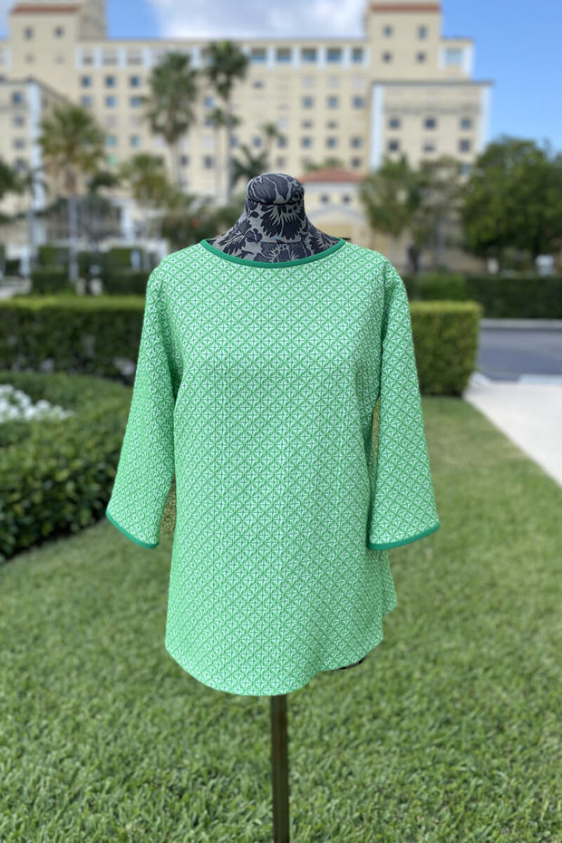 Emmelle Textured Fabric Tunic in Emerald available at Mildred Hoit in Palm Beach.
