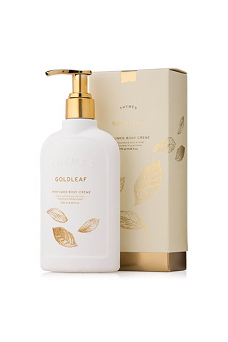 Thymes Goldleaf Perfumed Body Creme available at Mildred Hoit in Palm Beach.