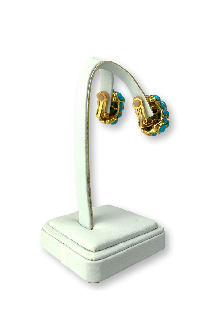 Kenneth Jay Lane Turquoise Cabochon Earring - Mildred Hoit