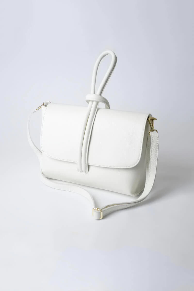 Leather Perugia Bag in White available at Mildred Hoit in Palm Beach.