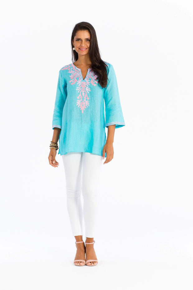 Sulu Catalina Tunic in Sky Blue and Pink