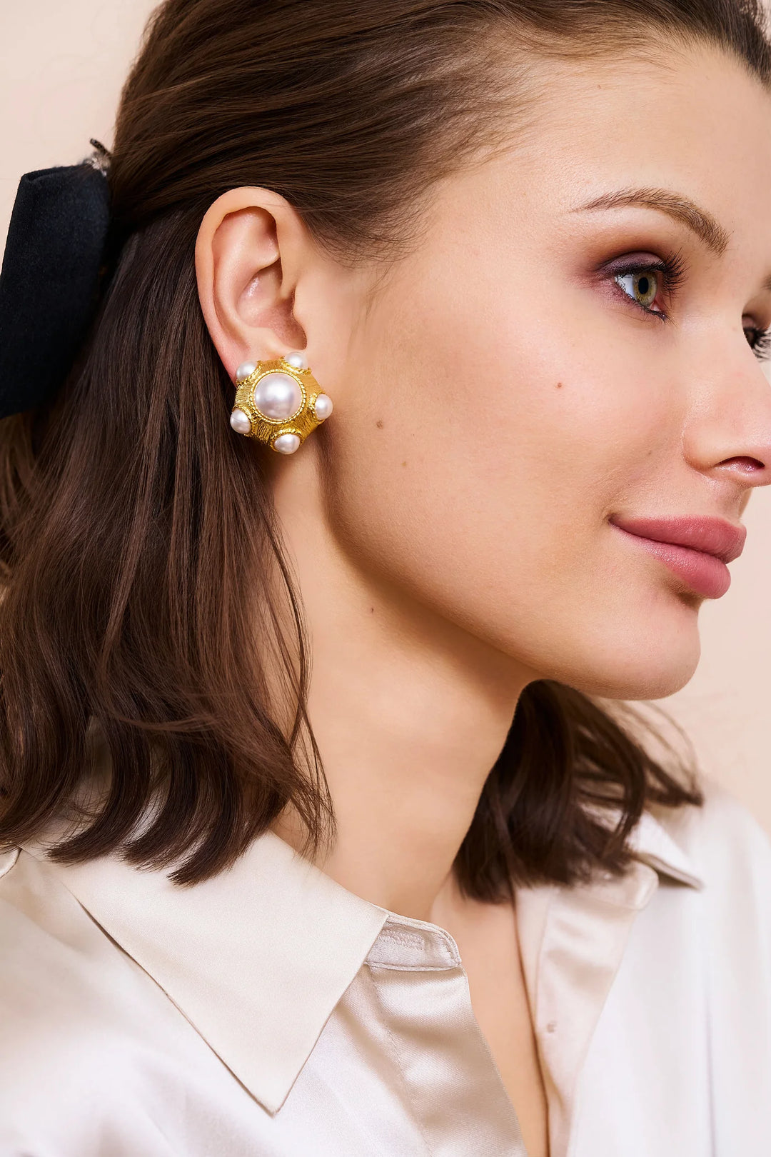 Kenneth Jay Lane Pearl Cabochon Clip-On Earrings