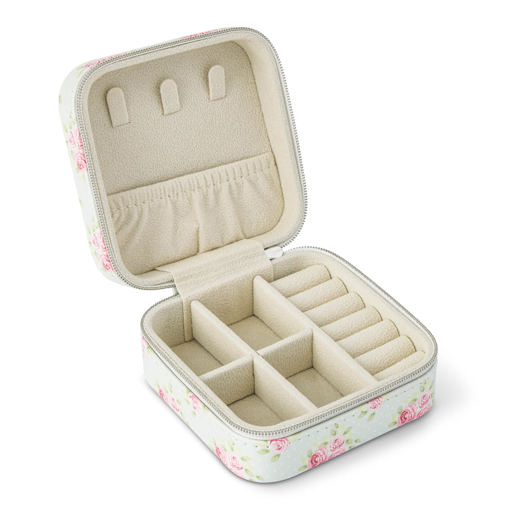 Mini Travel Jewelry Organizer in Vintage Mint Floral