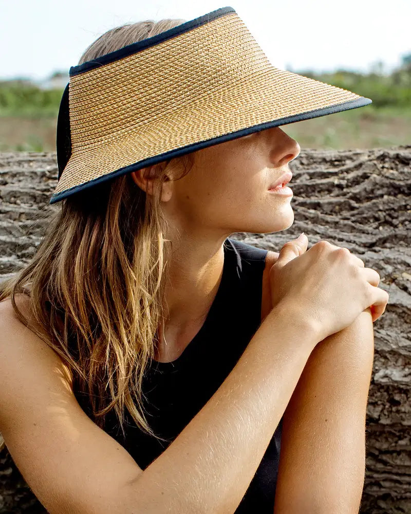 Eric Javits Lil Squishee® Visor in Natural & Black - Mildred Hoit