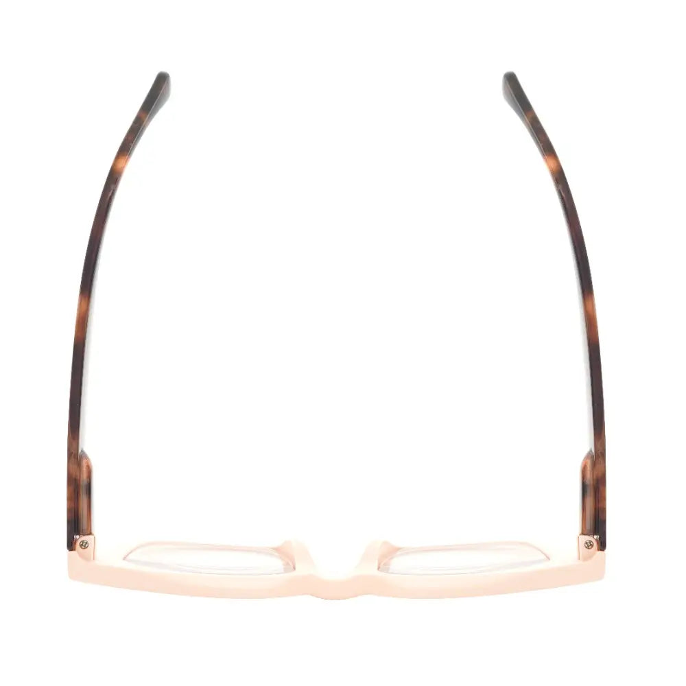 Fiona Blue Light Readers in Matte Peach & Tortoise - Mildred Hoit