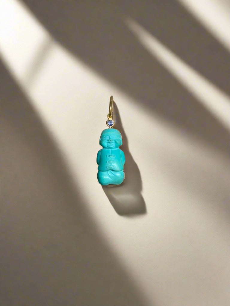 Turquoise and White Sapphire Pendant - Mildred Hoit