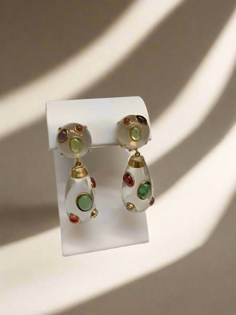 Crystal and Tourmaline Earrings - Mildred Hoit