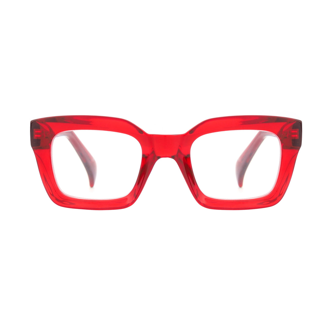 Lorena  Progressive Blue Light Readers in Transparent Red - Mildred Hoit