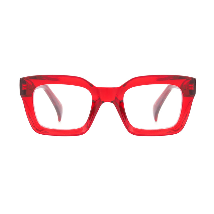 Lorena  Progressive Blue Light Readers in Transparent Red - Mildred Hoit