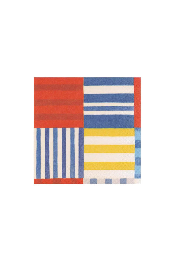 Nantucket and Striped Patchwork Cocktail Napkins - Mildred Hoit