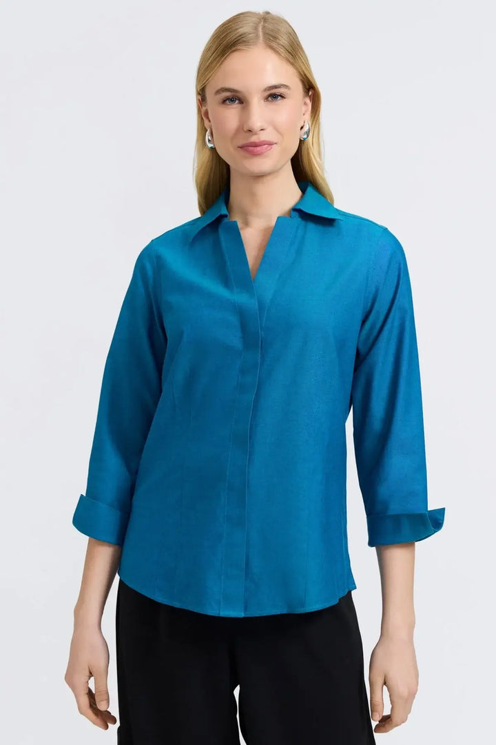 Foxcroft Taylor Blouse in Teal