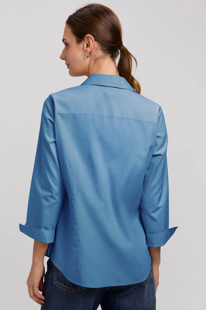 Foxcroft Taylor 3/4 Sleeve Blouse in Soft Indigo