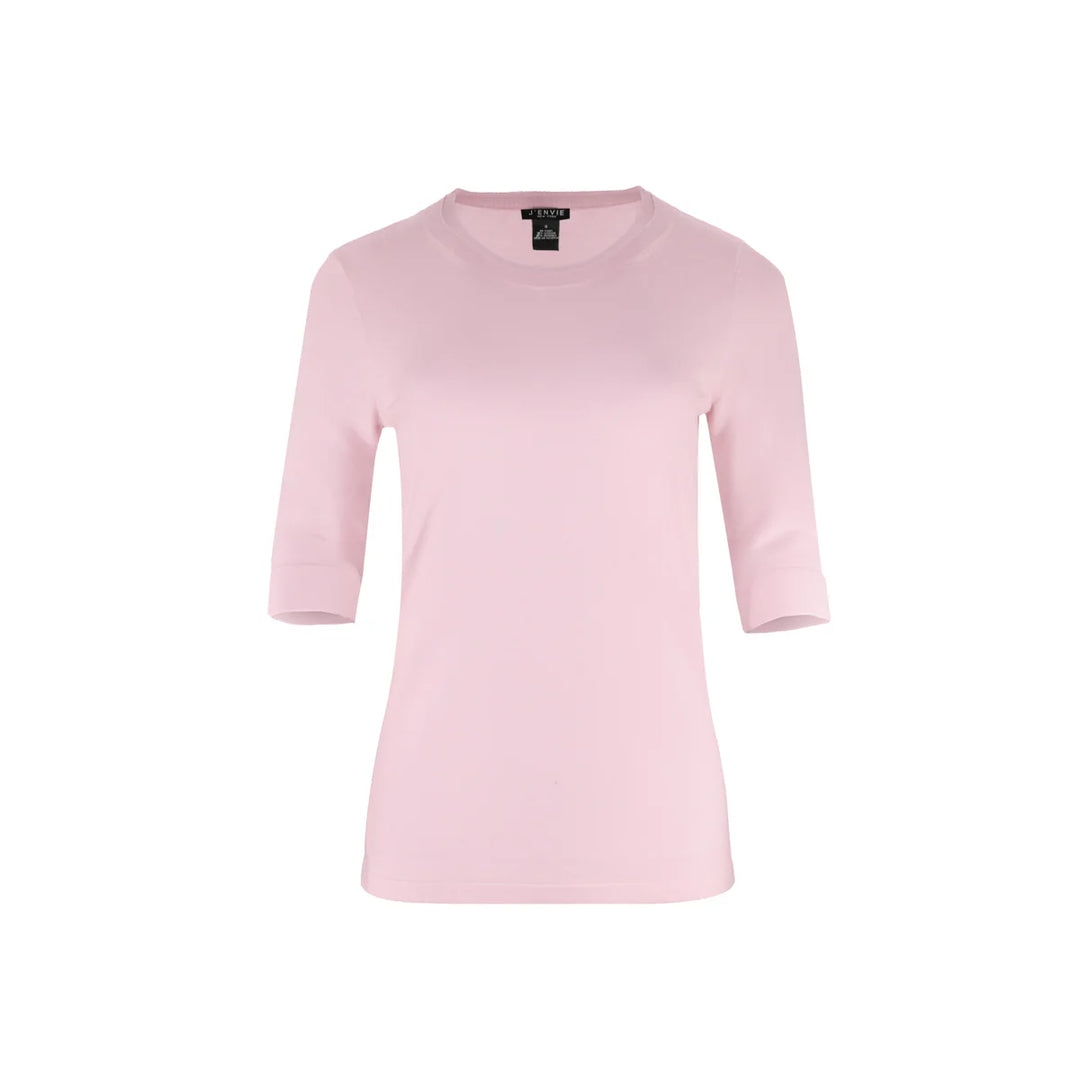 J'envie Gee-Gee Elbow Sleeve Sweater Tee in Pale Pink - Mildred Hoit
