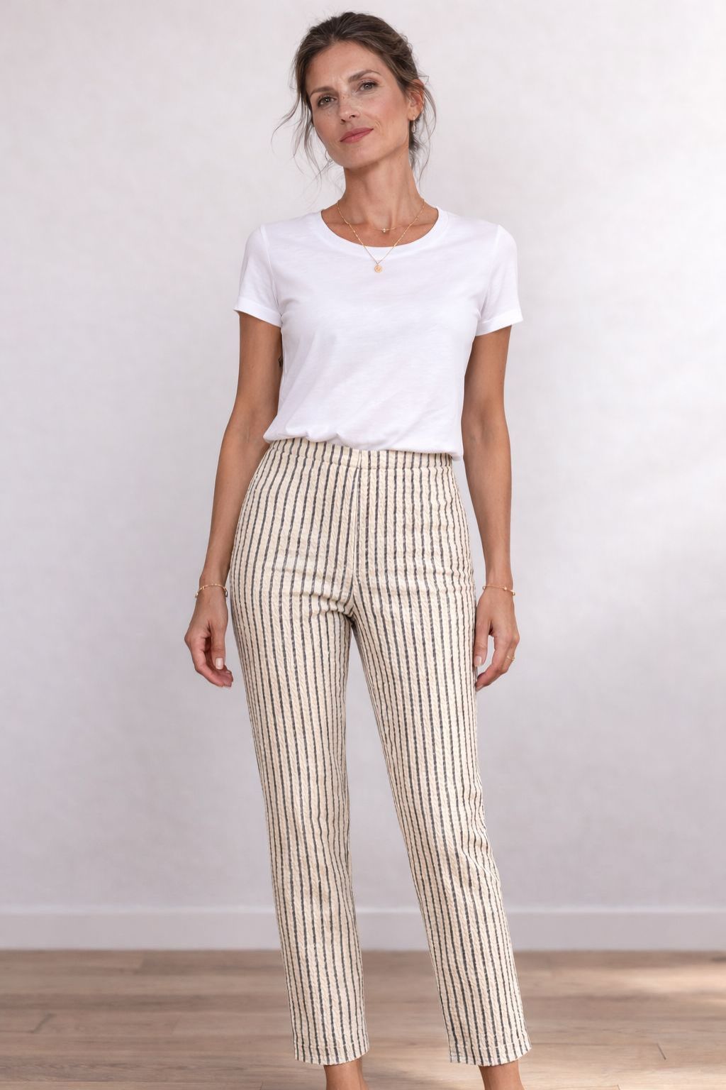 J'envie Pull-On Calypso Pant in White & Black - Mildred Hoit
