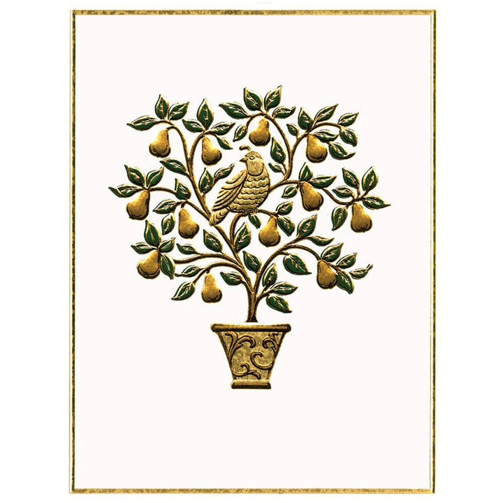 Caspari Partridge in a Pear Tree Foil Embossed Large Boxed Christmas Cards