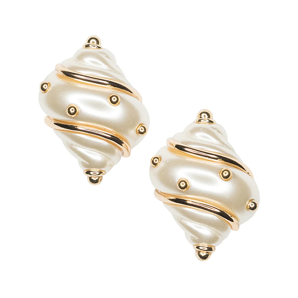 Kenneth Jay Lane Jackie Kennedy Onassis Shell Clip-On Earrings - Mildred Hoit