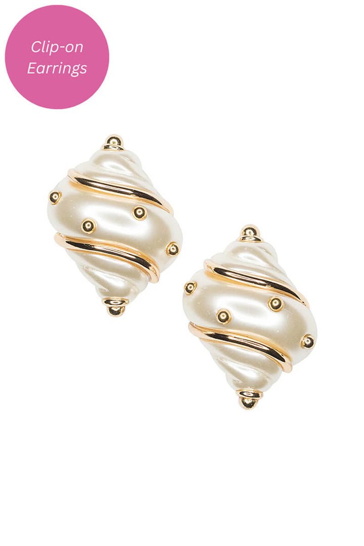 Kenneth Jay Lane Jackie Kennedy Onassis Shell Clip-On Earrings
