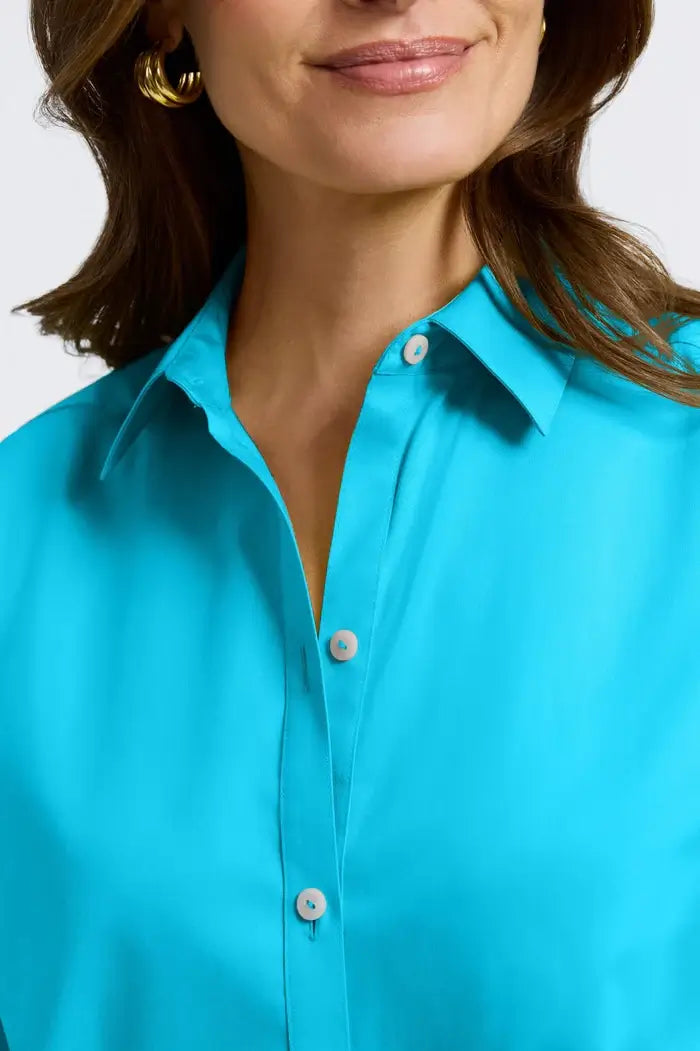 Foxcroft Scarlett Top in Turquoise - Mildred Hoit