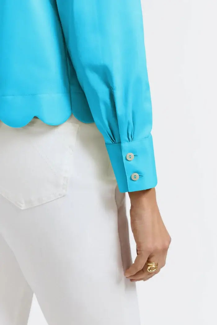 Foxcroft Scarlett Top in Turquoise - Mildred Hoit