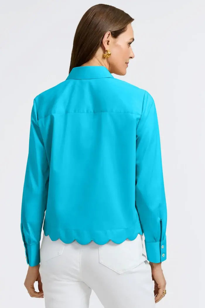 Foxcroft Scarlett Top in Turquoise - Mildred Hoit