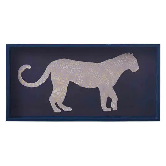 Rock Flower Paper Leopard Tray in Navy available at Mildred Hoit.