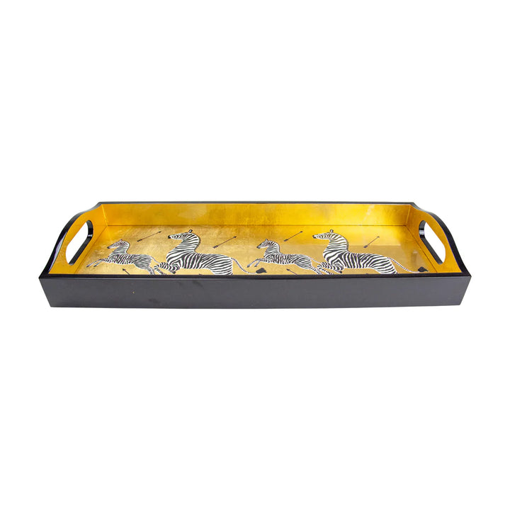 Caspari Zebras Gold Lacquer Tray