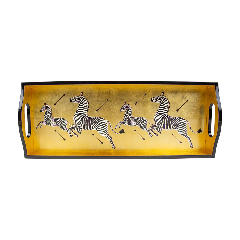 Caspari Zebras Gold Lacquer Tray