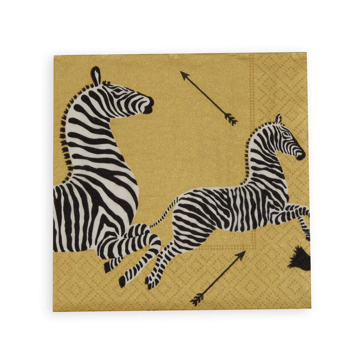 Caspari Zebras Gold Cocktail Napkins- 2 Pack