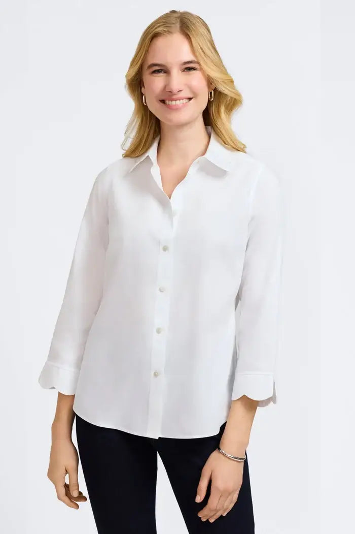 Foxcroft Gwen Shirt in White - Mildred Hoit